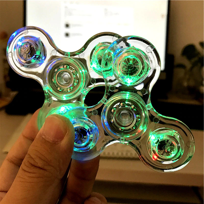 Luminous LED Light Fidget Spinner Hand Top Spinners Glow in Dark Light EDC Figet Spiner Finger Stress Relief Toys
