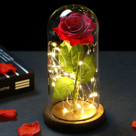  "Galaxy Gold Rose with Fairy Lights: Perfect Holiday Gift!"