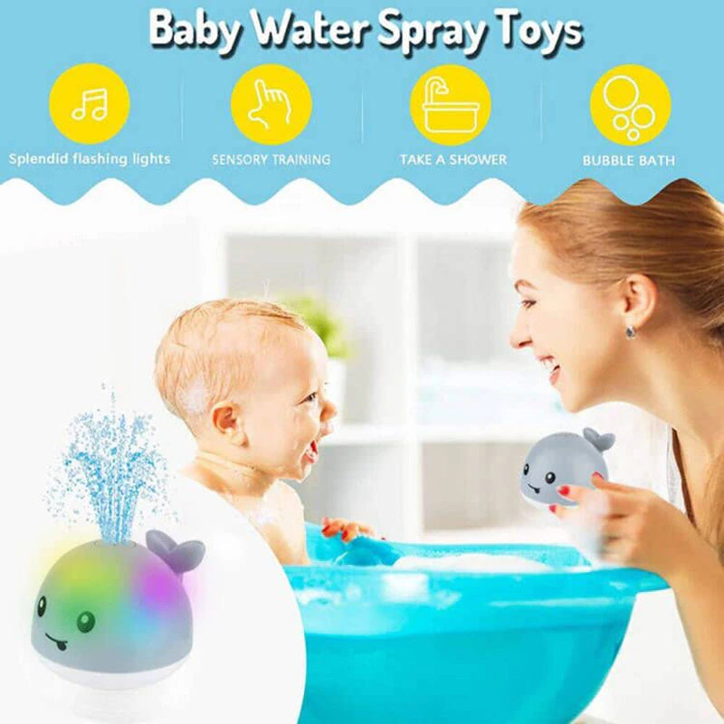 Baby Light up Bath Toys Whale Automatic Sprinkler Bathtub Toys Pool Bathroom Shower Bath Toys for Toddlers Infant Kids Boy Gift