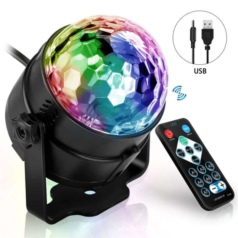 GrooveSphere: USB Mini Disco Ball Light with RGB LED Voice Activation