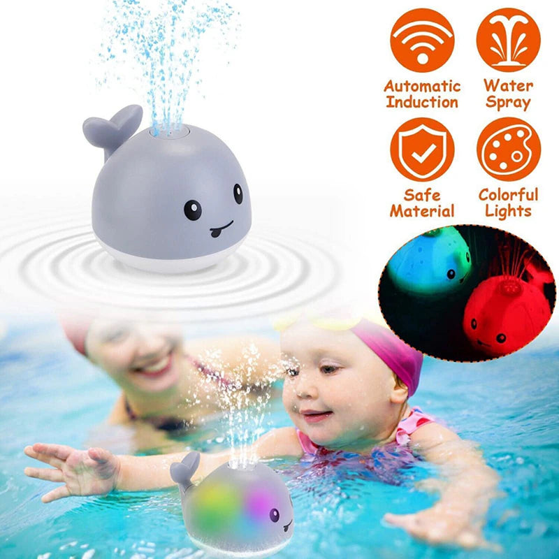 Baby Light up Bath Toys Whale Automatic Sprinkler Bathtub Toys Pool Bathroom Shower Bath Toys for Toddlers Infant Kids Boy Gift